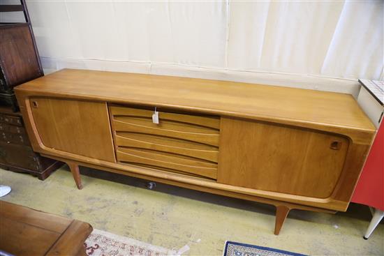 A Danish mid century teak sideboard, W.210cm, D.50cm, H.80cm